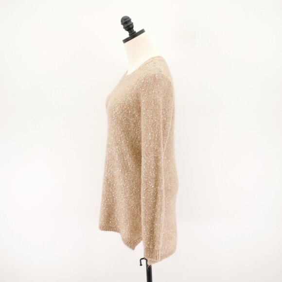 Calvin Klein Medium Knit Brown Pink Sequin Scoop Neck Sweater Polyester Nylon - Picture 4 of 8